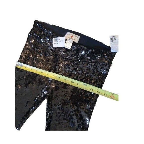 ALICE + OLIVIA SCOOP Black Sequin Pull-On Leggings Pants Mid Rise Sz M New - Picture 6 of 7